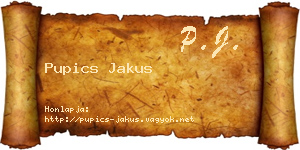 Pupics Jakus névjegykártya